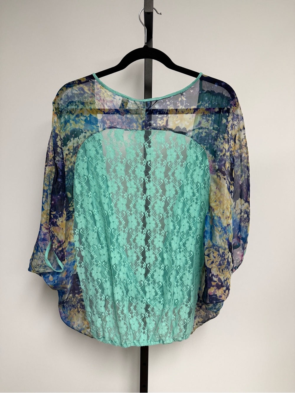 Y2K BKE Boutique Draped Lace Floral Sheer Kimono Sleeves Size XS/S Boho - Picture 6 of 11